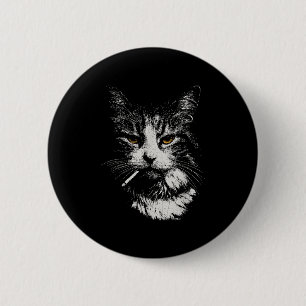 Funny Cool Cat Smoking Funny Meme Cigarette Cat Ga 6 Cm Round Badge