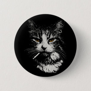 Funny Cool Cat Smoking Funny Meme Cigarette Cat Ga 6 Cm Round Badge