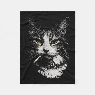 Funny Cool Cat Smoking Funny Meme Cigarette Cat Ga Fleece Blanket