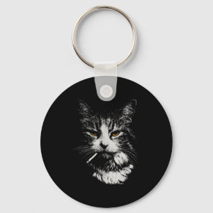 Funny Cool Cat Smoking Funny Meme Cigarette Cat Ga Key Ring