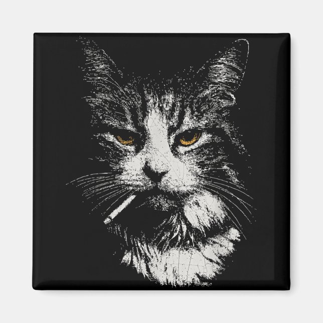 Funny Cool Cat Smoking Funny Meme Cigarette Cat Ga Magnet (Front)