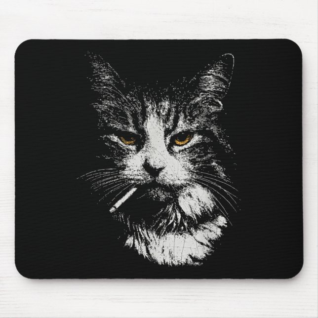 Funny Cool Cat Smoking Funny Meme Cigarette Cat Ga Mouse Mat (Front)