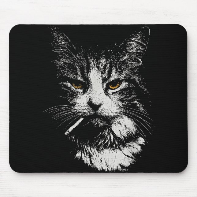Funny Cool Cat Smoking Funny Meme Cigarette Cat Ga Mouse Mat (Front)