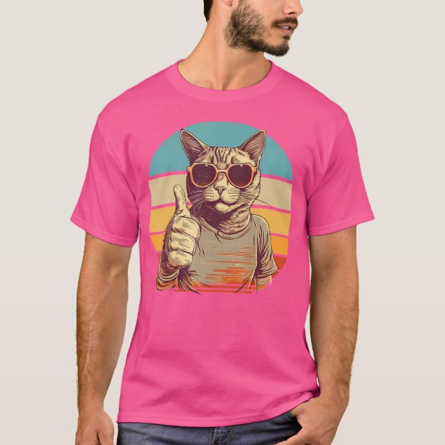 Funny Cool Cat With Sunglasses Thumbs Up Sunglasse T-Shirt (Front)