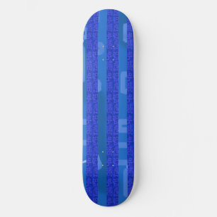 Funny Cool Chic Blue Geometric Stripes  Skateboard