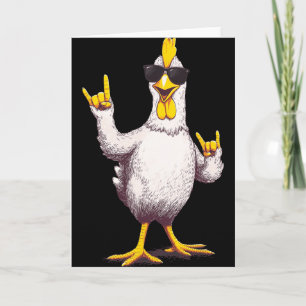 Funny Cool Chicken Rock On Poultry Animal Lover De Card