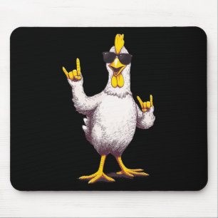 Funny Cool Chicken Rock On Poultry Animal Lover De Mouse Mat