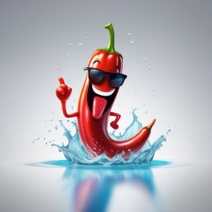 Funny cool chilli pepper for print invitation