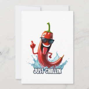 Funny cool chilli pepper for print invitation