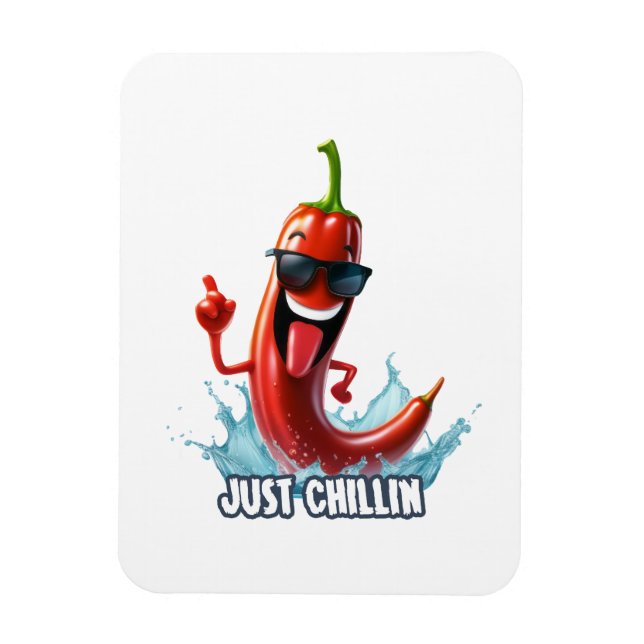 Funny cool chilli pepper for print magnet (Vertical)