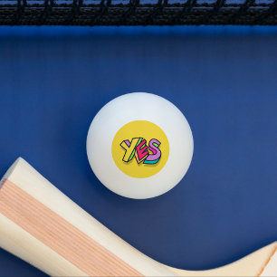 Funny Cool Colourful "YES"  yellow Trendy Sports  Ping Pong Ball