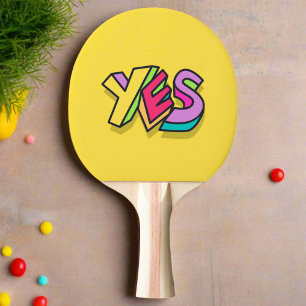 Funny Cool Colourful  "YES"  yellow Trendy Sports  Ping Pong Paddle