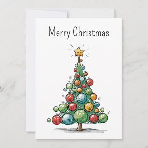 Funny Cool Comic Minimalist Modern Christmas Tree Holiday Card