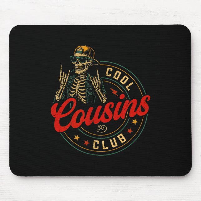 Funny Cool Cousins Club Shirt Cousin Crew Skeleton Mouse Mat (Front)