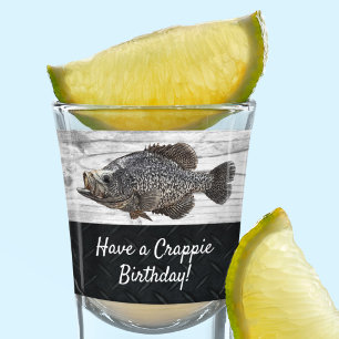 Funny Cool Crappie Fishing Birthday Pun Shot Glass
