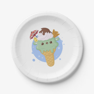 Funny Cool Cute Ice Cream Paper Plate