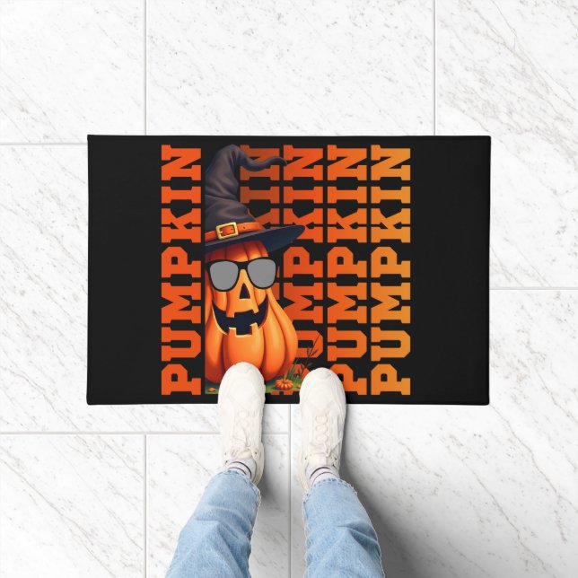 Funny Cool Cute Pumpkin fall autumn Thanksgiving Doormat (Indoor)