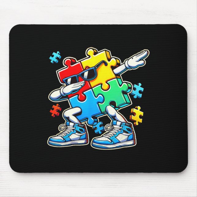 Funny Cool Dabbing Puzzle Piece Autism Awareness G Mouse Mat (Front)