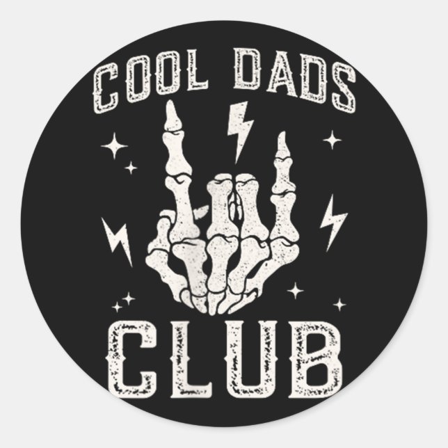 Funny Cool Dads Club Retro Skeleton Dad  Classic Round Sticker (Front)