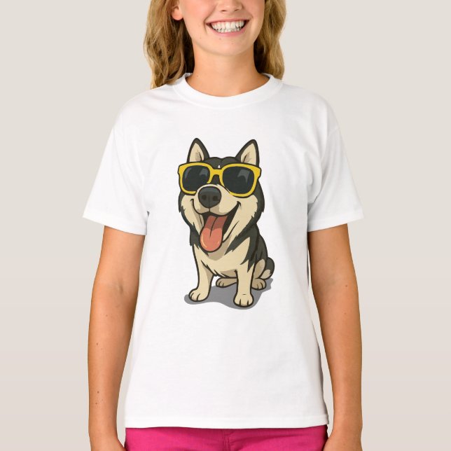 Funny Cool Dog Kids T-Shirt (Front)