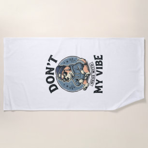 Funny Cool Dog Vibe Vintage Vector T-Shirt Design_ Beach Towel