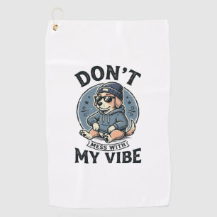 Funny Cool Dog Vibe Vintage Vector T-Shirt Design_ Golf Towel