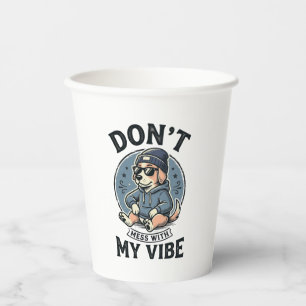 Funny Cool Dog Vibe Vintage Vector T-Shirt Design_ Paper Cups