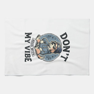 Funny Cool Dog Vibe Vintage Vector T-Shirt Design_ Tea Towel