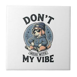Funny Cool Dog Vibe Vintage Vector T-Shirt Design_ Tile