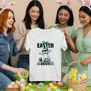 Funny Cool Easter Bunny Vintage Black and White Tri-Blend Shirt