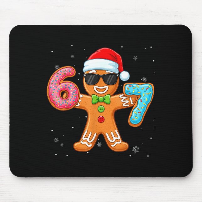 Funny Cool Gingerbread Six Seven 67 Ice Cream Drip Mouse Mat (Front)