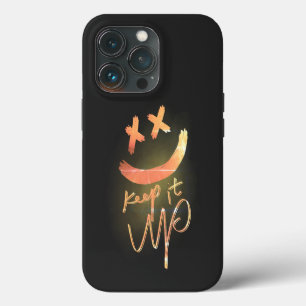 Funny Cool Gold Keep it Up Typography Smile Emoji iPhone 13 Pro Case
