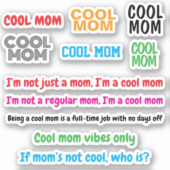 Funny Cool Mum Stickers (Cute Mother Quotes)  (Front)