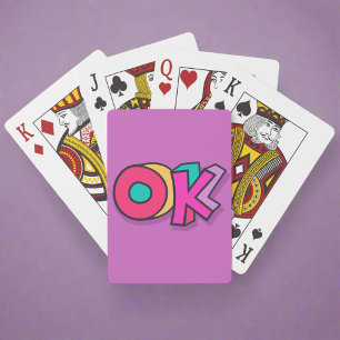 Funny Cool "OK" Bold Purple Colours Trendy Game Playing Cards