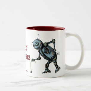 Funny cool old robot coffee mug design
