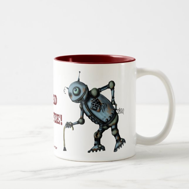 Funny cool old robot coffee mug design (Right)