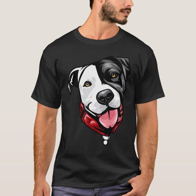 Funny Cool Pit Bull Face T-Shirt (Front)