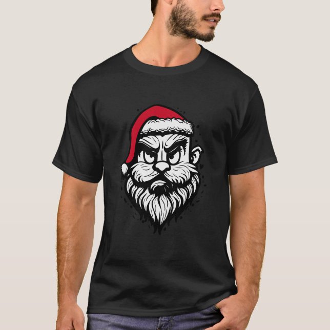 Funny cool Santa face Christmas Hipster  T-Shirt (Front)