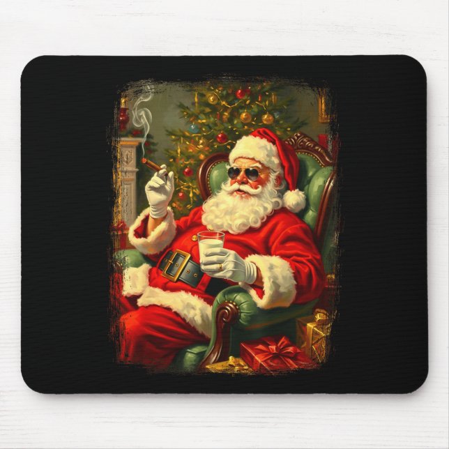 Funny Cool Sungles Cigar And Milk Santa Christmas  Mouse Mat (Front)