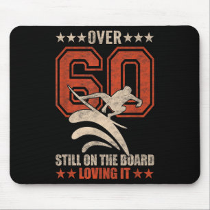 Funny Cool Surfer Dude Surfboard 60 Year Old Surfi Mouse Mat