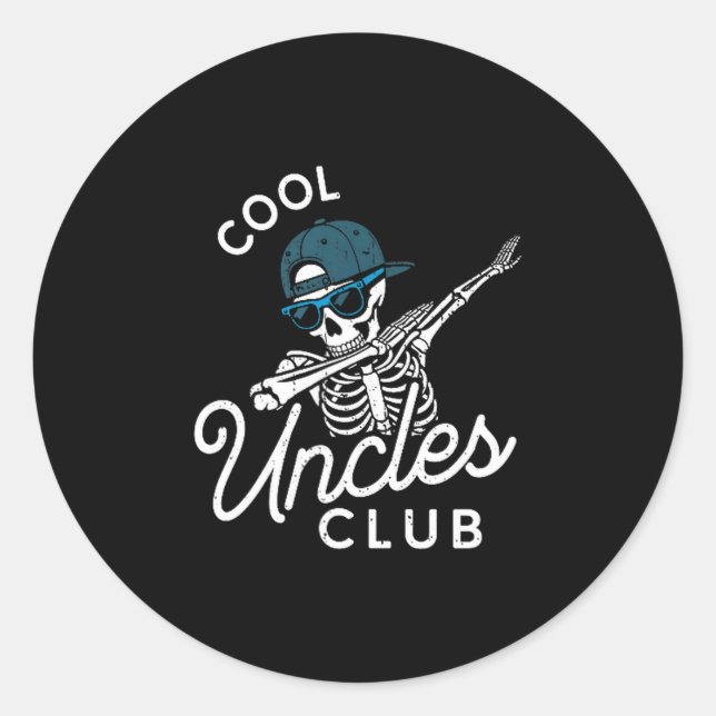 Funny Cool Uncles Club Shirt Funny Skeleton Uncle  Classic Round Sticker (Front)