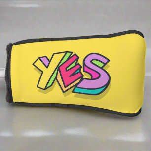 Funny Cool "YES" Bold yellow Colourful Sports Golf Head Cover