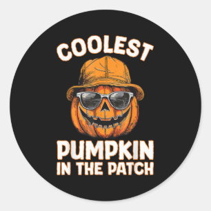 Funny Coolest Pumpkin In The Patch Halloween  Classic Round Sticker