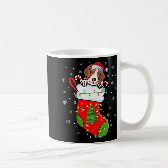 Funny Coonhound Dog In Christmas Socks Lights Xmas Coffee Mug (Right)