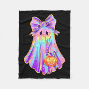Funny Coquette Bow Ghost Pumpkin Halloween Soky Se Fleece Blanket
