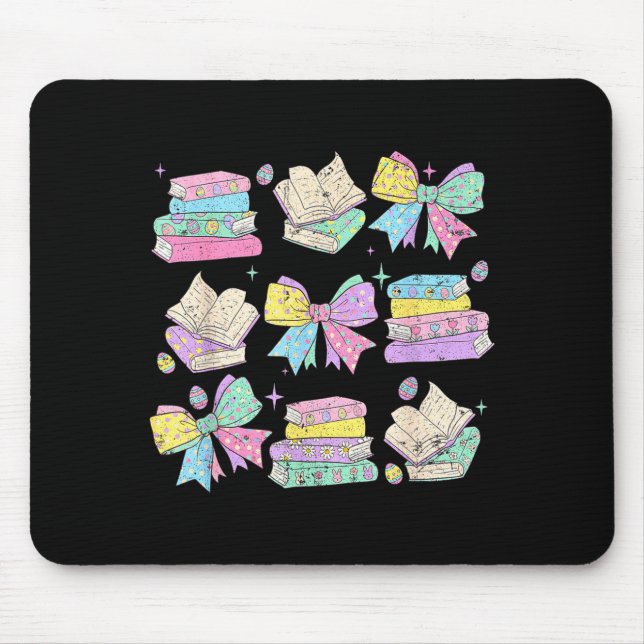 Funny coquette bunny bow rabbit teacher books mouse mat (Front)