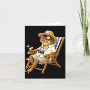 Funny coqui frog meme puerto rico flag glasses card