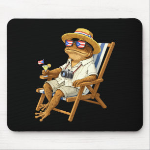 Funny coqui frog meme puerto rico flag glasses mouse mat