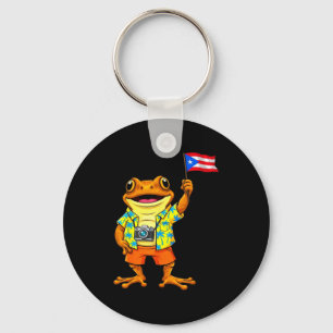 Funny coqui frog puerto rico flag boricua puerto key ring