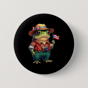 Funny Coqui Frog Puerto Rico Flag Taino Boricua Hi 6 Cm Round Badge